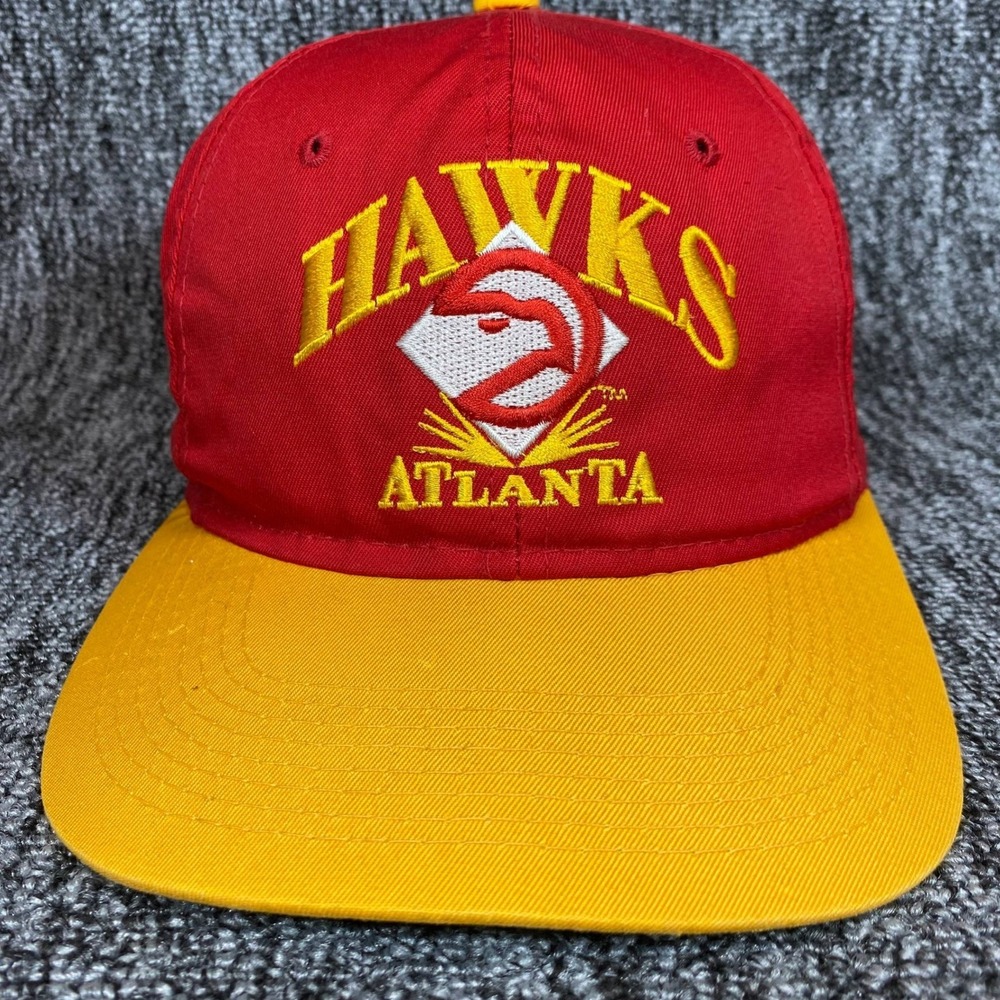 AJD Atlanta Hawks‎ Hat Mens OSFA Red Yellow Snapback Vintage NBA Basketball Cap
